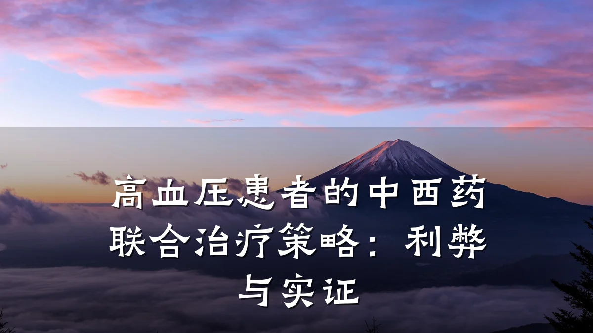 高血压患者的中西药联合治疗策略：利弊与实证