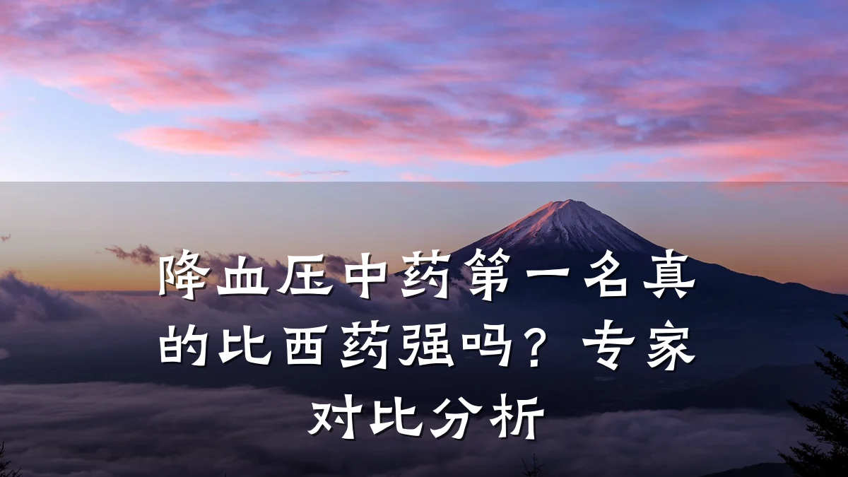 降血压中药第一名真的比西药强吗?专家对比分析