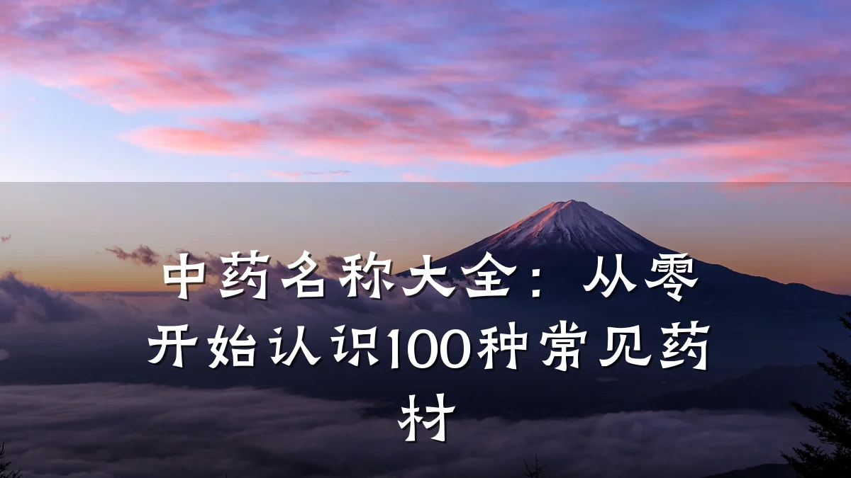 中药名称大全：从零开始认识100种常见药材