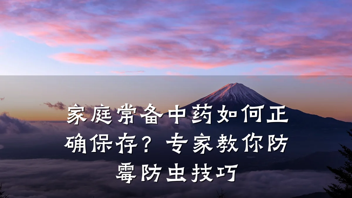 家庭常备中药如何正确保存？专家教你防霉防虫技巧