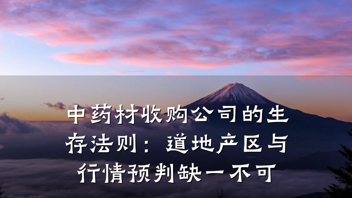 中药材收购公司的生存法则：道地产区与行情预判缺一不可