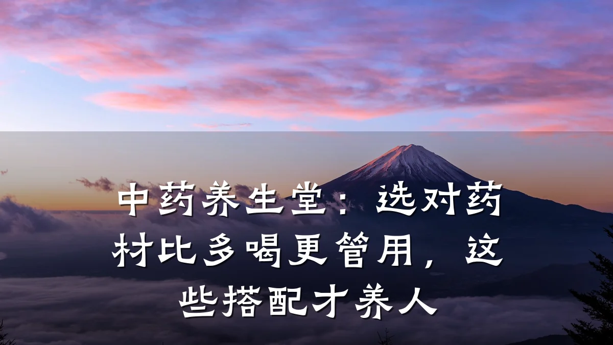中药养生堂:选对药材比多喝更管用,这些搭配才养人