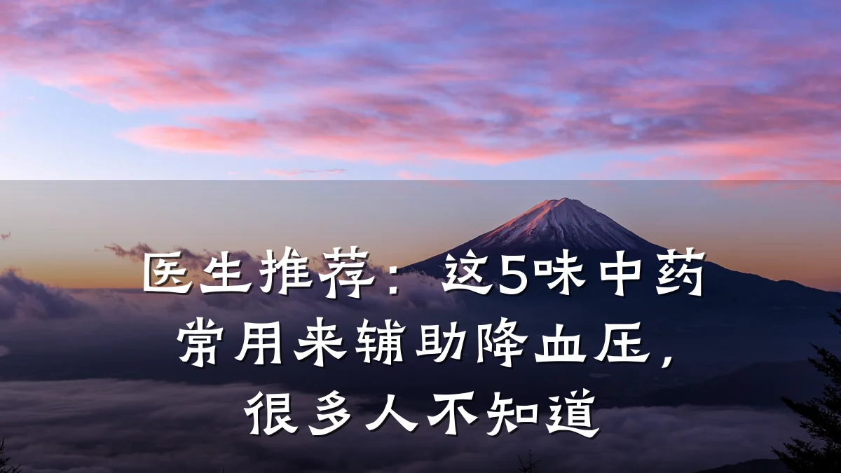 医生推荐：这5味中药常用来辅助降血压，很多人不知道